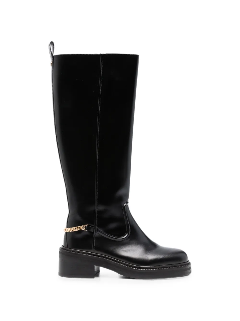 Maje Heitor round-toe chain-detail boots Zwart