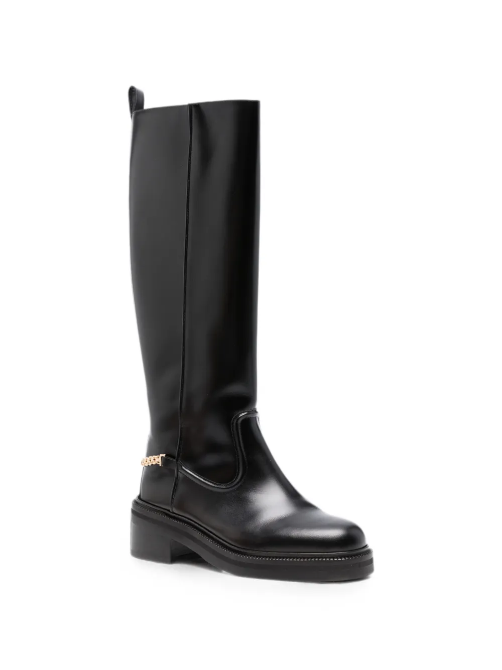 Maje Heitor round-toe chain-detail boots Zwart
