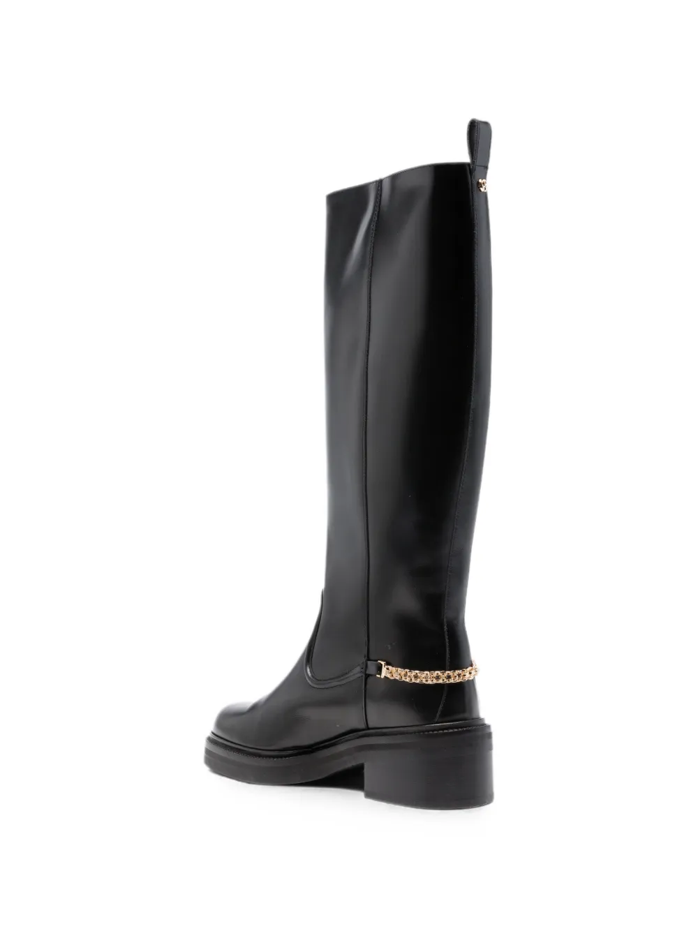 Maje Heitor round-toe chain-detail boots Zwart