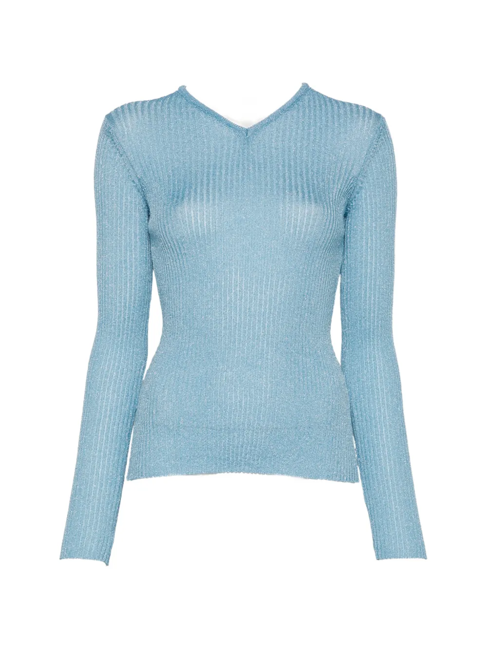 Maje ribbed-knit V-neck sweatshirt - Blu