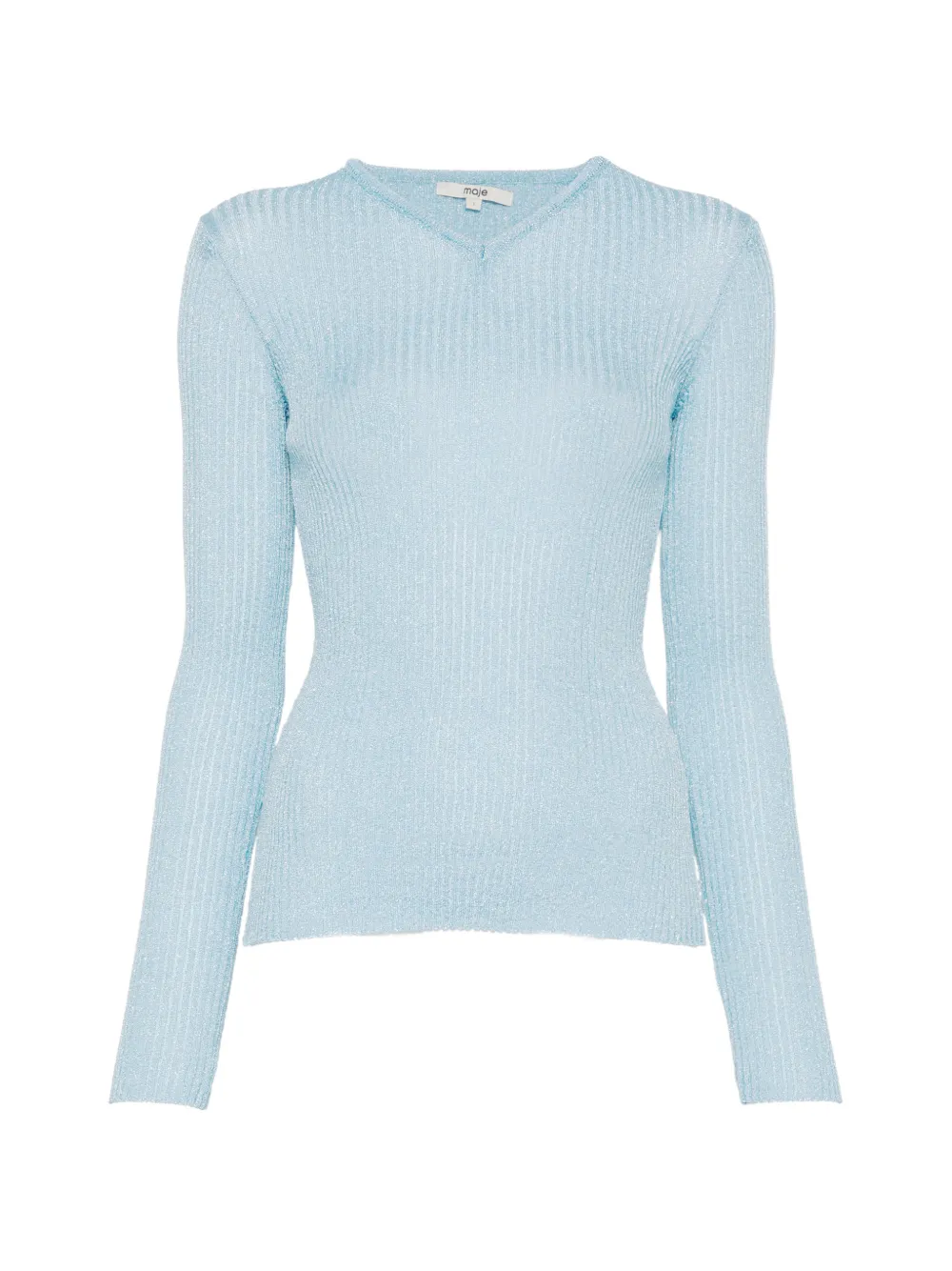 Maje ribbed-knit V-neck sweatshirt - Blu