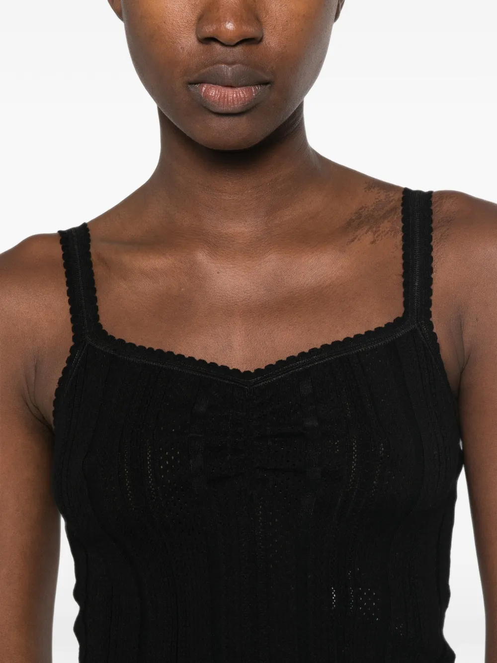 Maje Ribgebreid vest en top met gewelfde afwerking Zwart