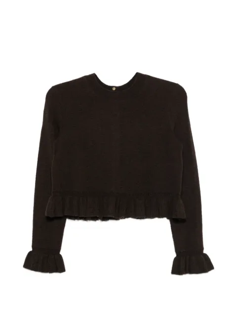 Maje ruffled-trim button-back sweater