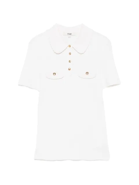 Maje ribbed-knit short-sleeve polo top