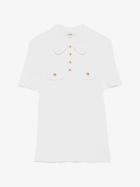 Maje ribbed-knit short-sleeve polo top
