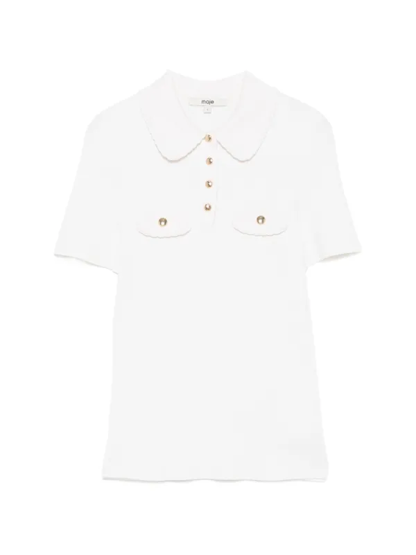 Maje 半袖ポロシャツ Maje リブニット ポロシャツ | ニュートラル | FARFETCH JP