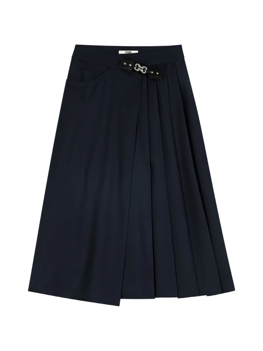 Maje long pleated skirt with buckle - Blu