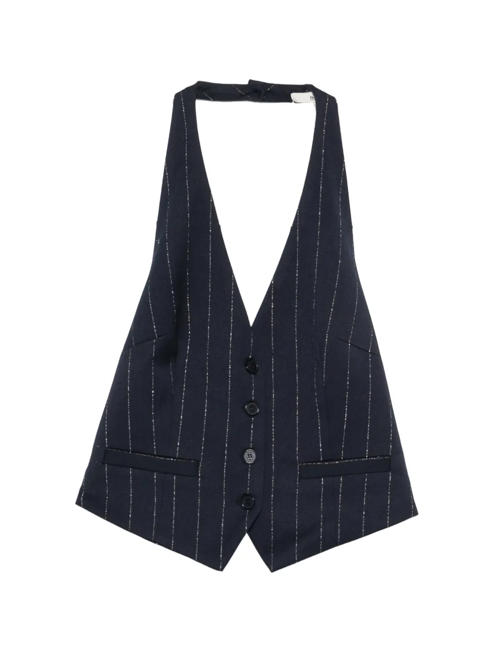 Maje pinstripe-pattern halter-neck top - Blu