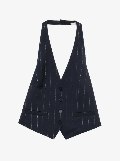 Maje top con cuello halter y motivo de rayas diplomáticas