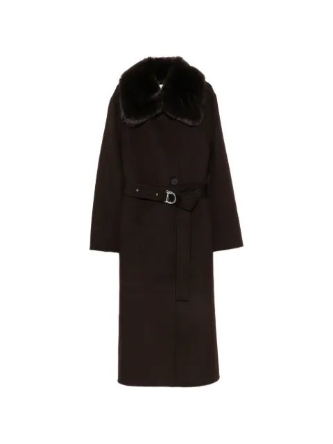 Maje faux-fur collar belted coat