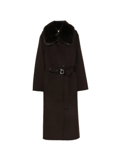 Maje faux-fur collar belted coat