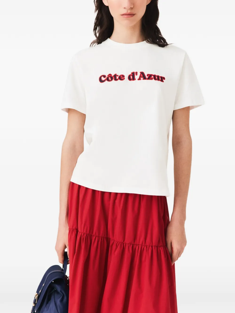 Maje Womens White Brand-embroidered Short-sleeved Cotton-jersey T-shirt In White