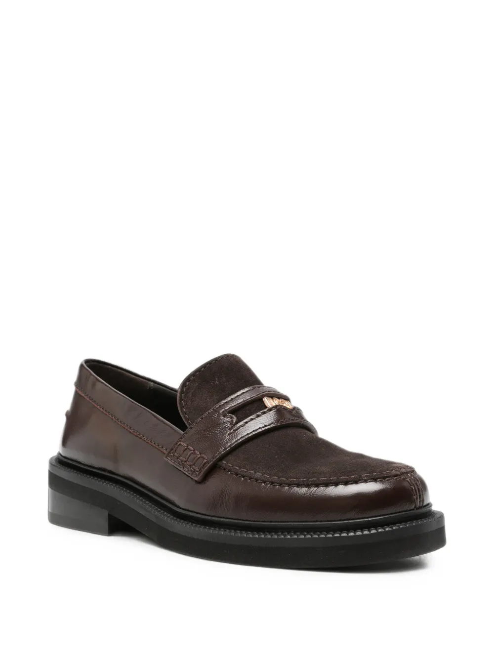Maje Loafers met logoplakkaat Bruin
