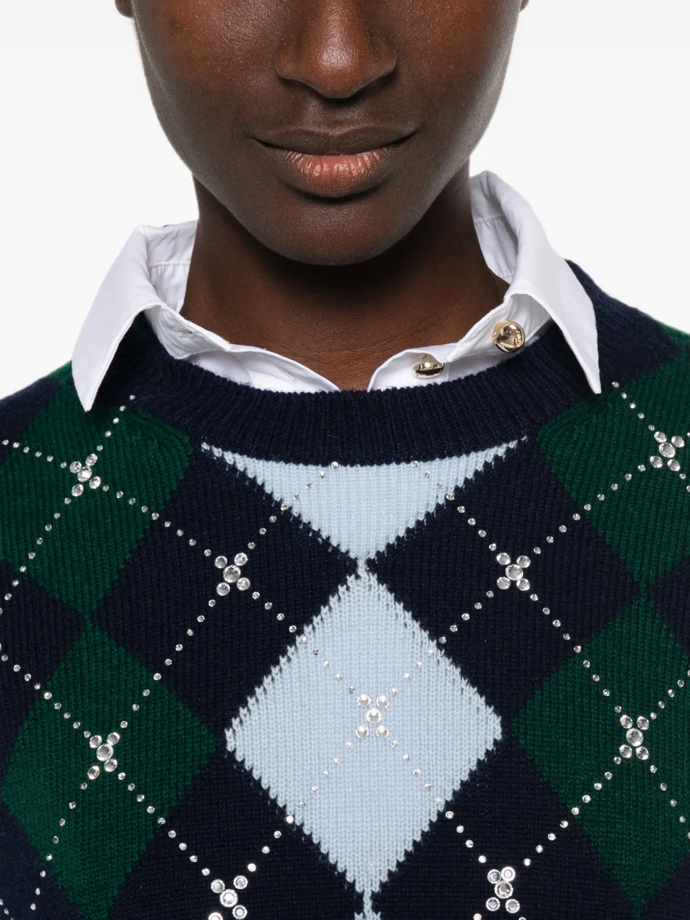 Maje Sweater verfraaid met kristallen Blauw