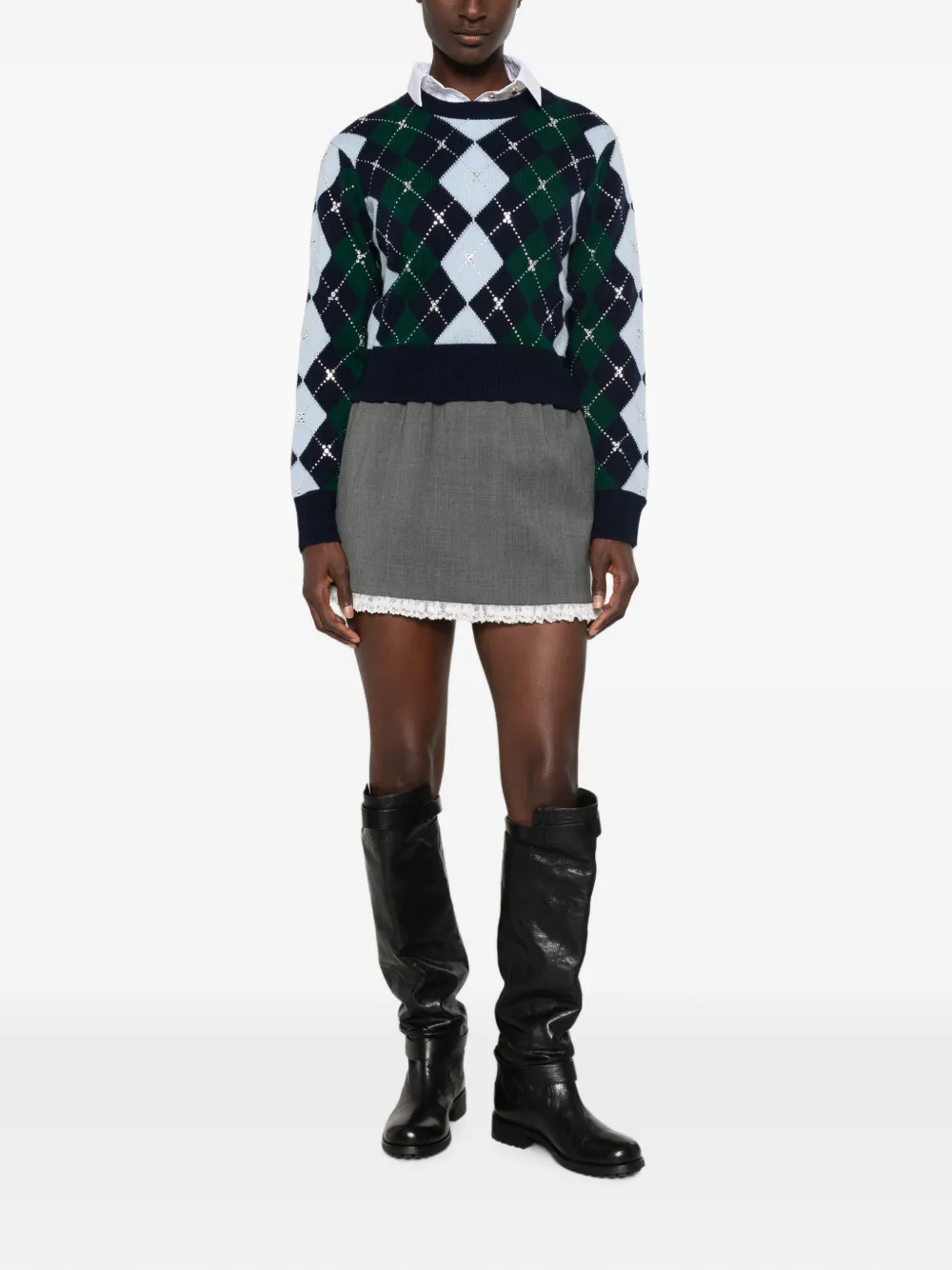 Maje Sweater verfraaid met kristallen Blauw