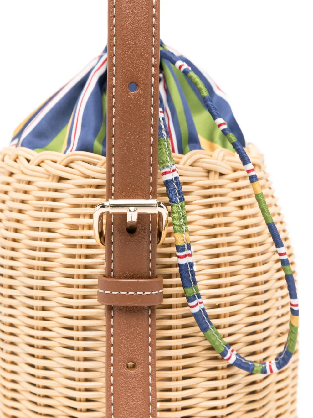 Maje x Blanca leren bucket-tas met vlakken Beige