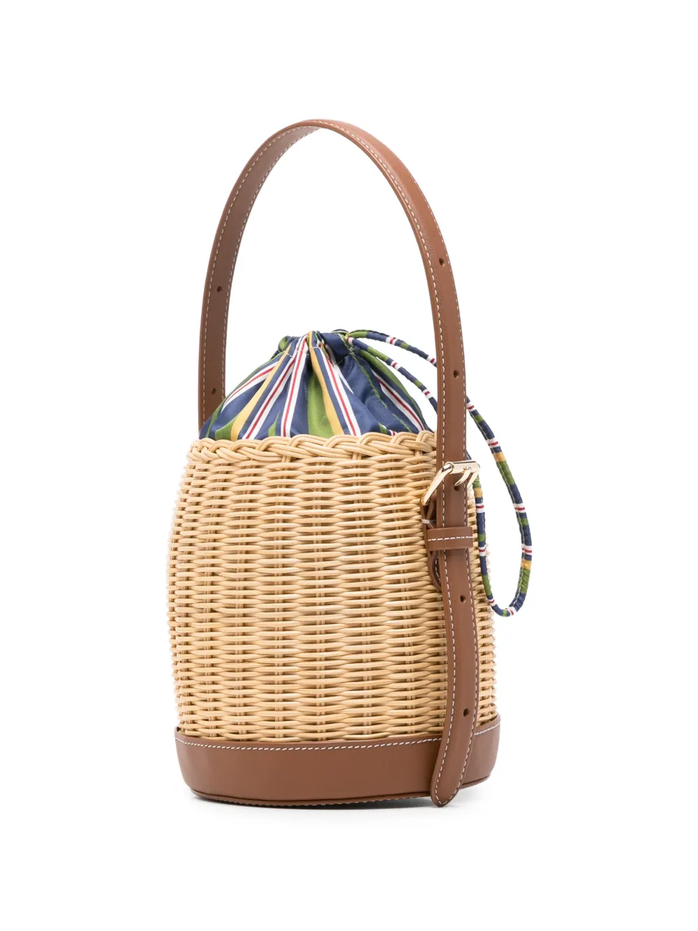Maje x Blanca leren bucket-tas met vlakken Beige