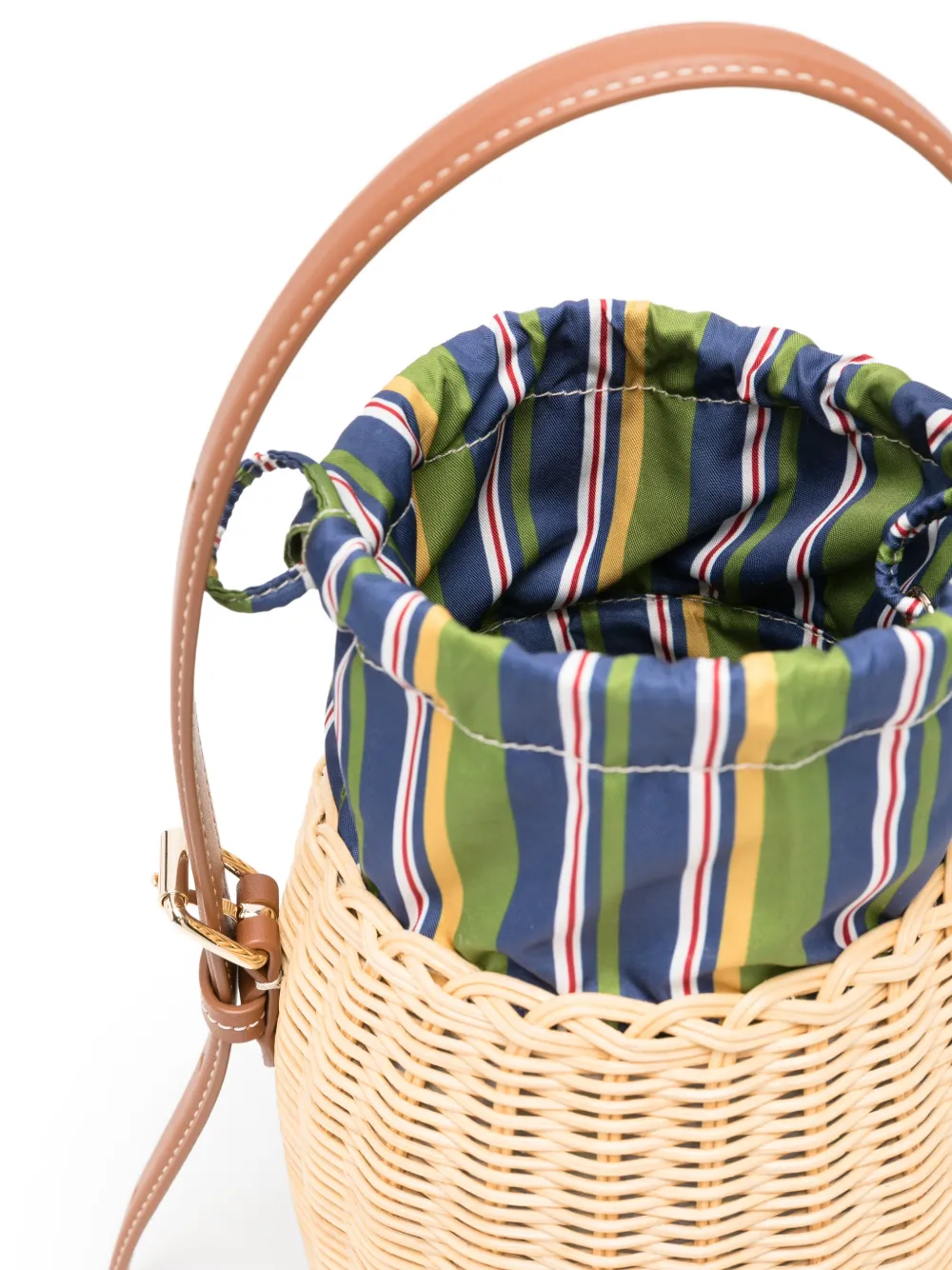 Maje x Blanca leren bucket-tas met vlakken Beige