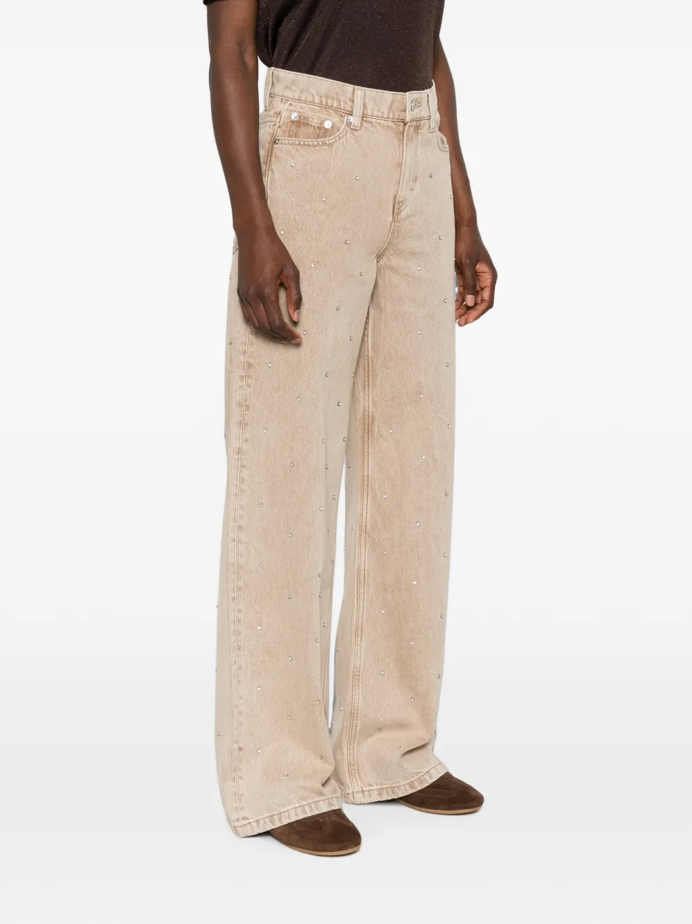Maje Jeans verfraaid met kristallen Beige