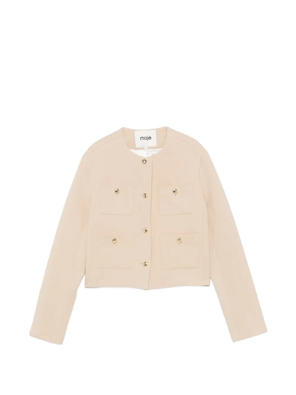 Maje Button-up Cropped Blazer In Neutral