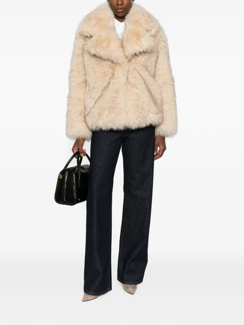 Maje Oversized jack met sjaalkraag Beige
