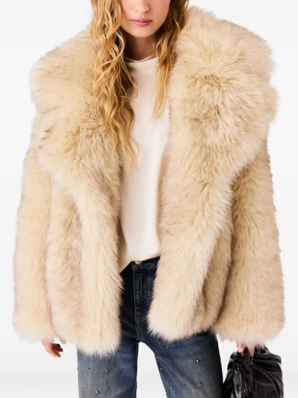 Maje Oversized jack met sjaalkraag Beige