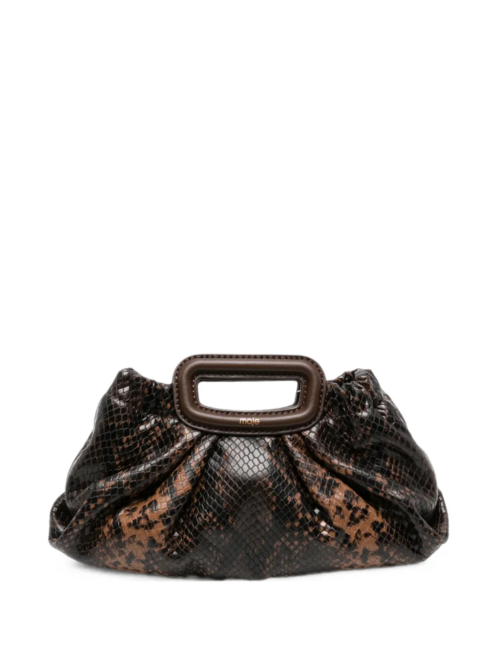 Maje Clutch mit Schlangen-Effekt - Braun