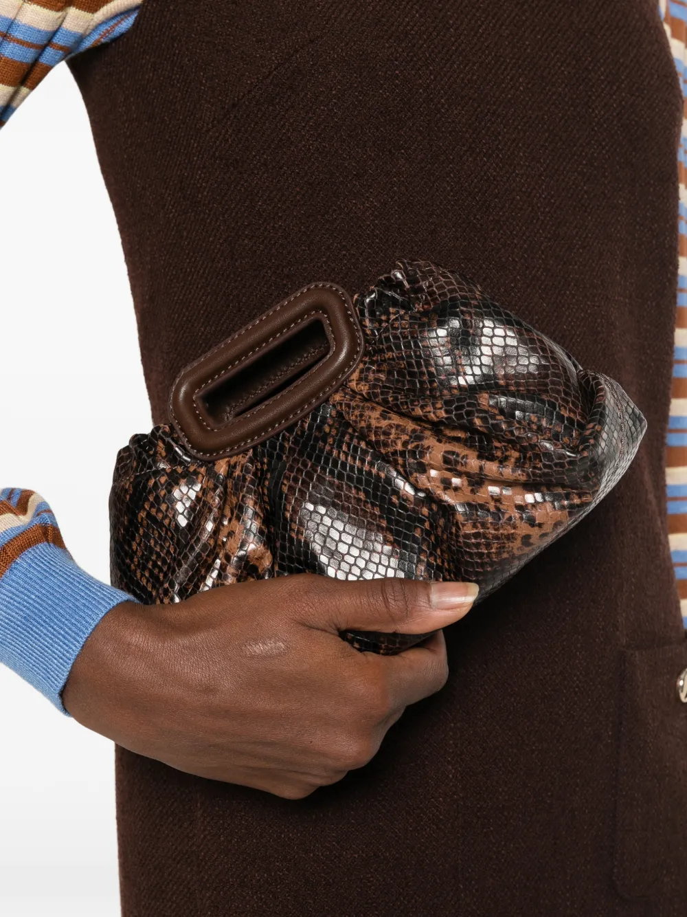 Maje Leren clutch met slangen-effect Bruin