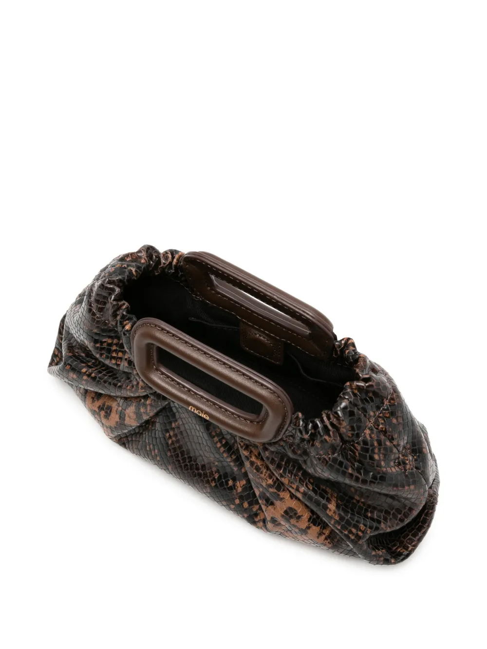 Maje Leren clutch met slangen-effect Bruin