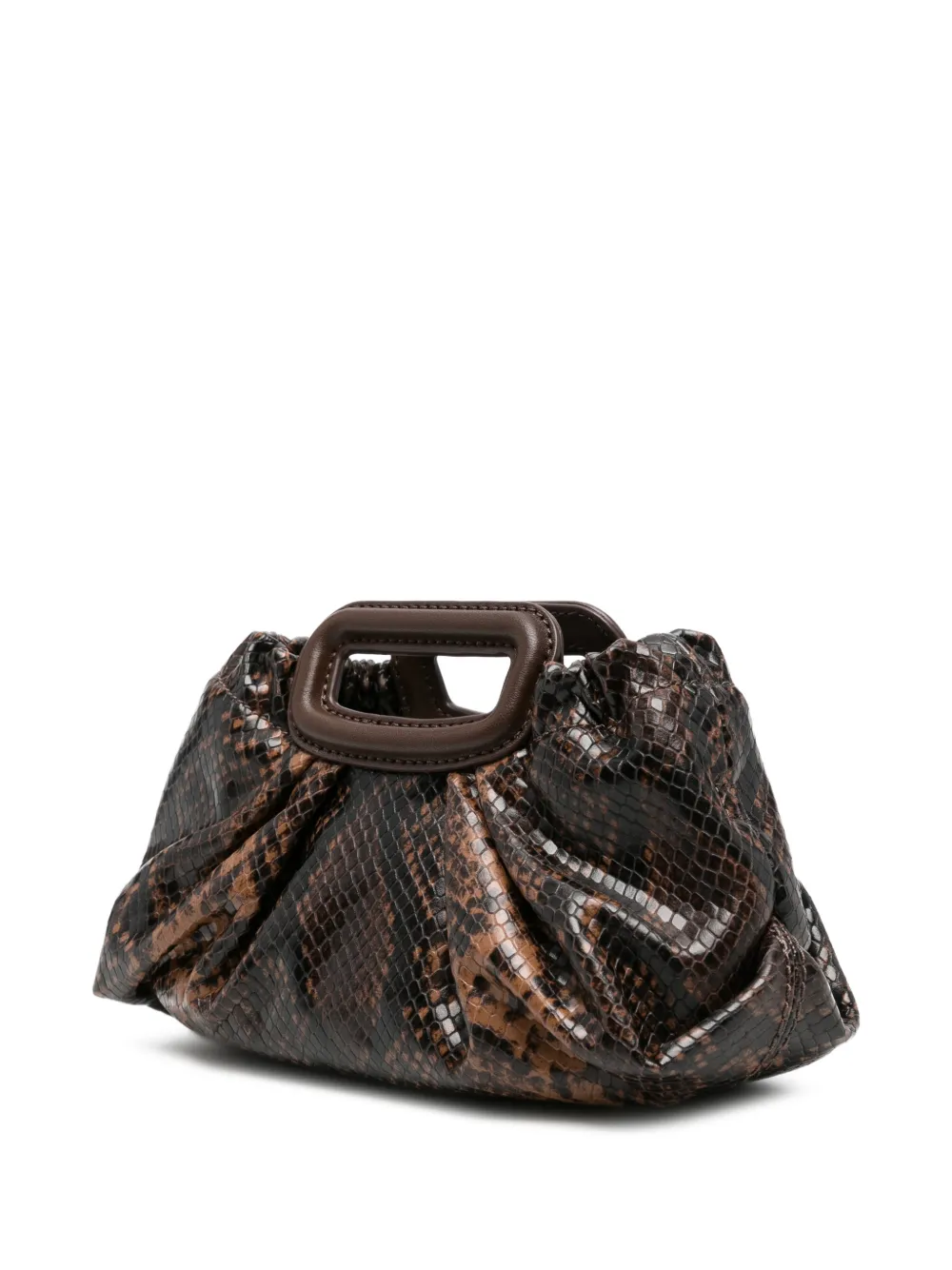 Maje Leren clutch met slangen-effect Bruin
