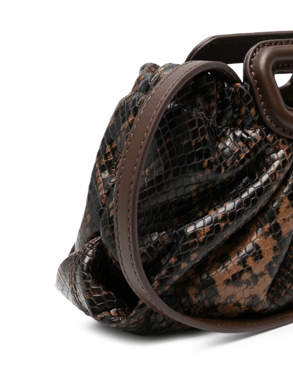 Maje Leren clutch met slangen-effect Bruin