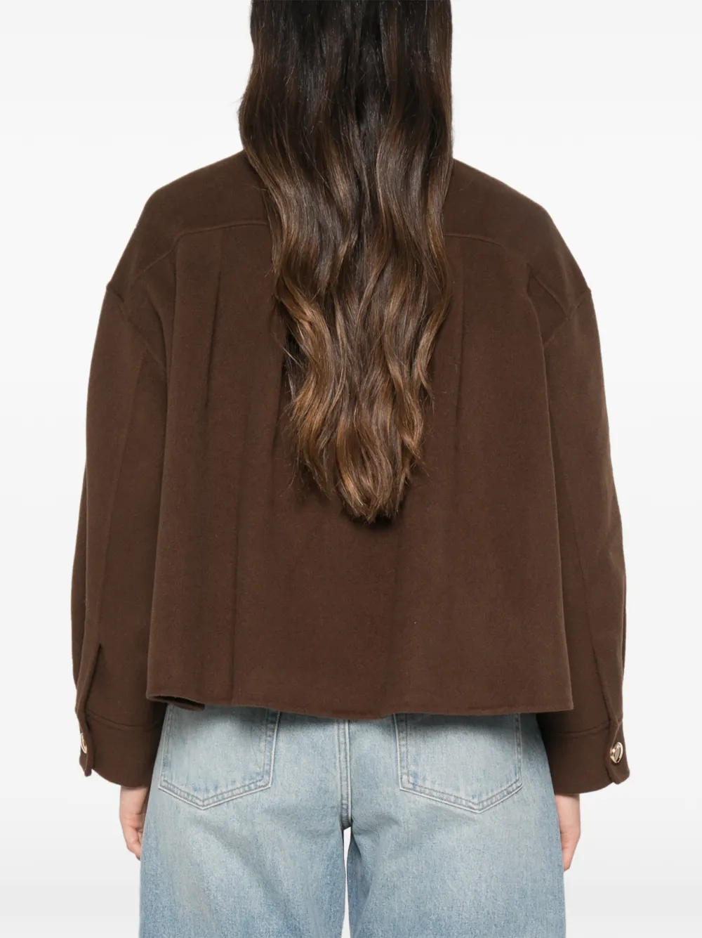 Maje button-up shirt-collar coat Bruin