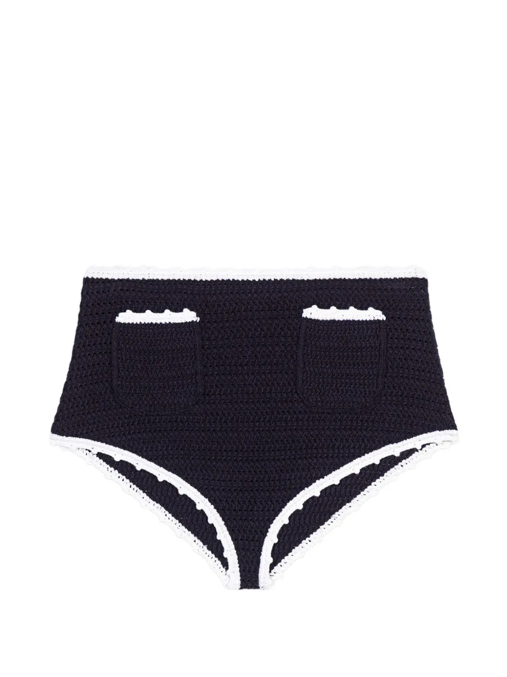 Maje warp knit briefs with crochet - Blu