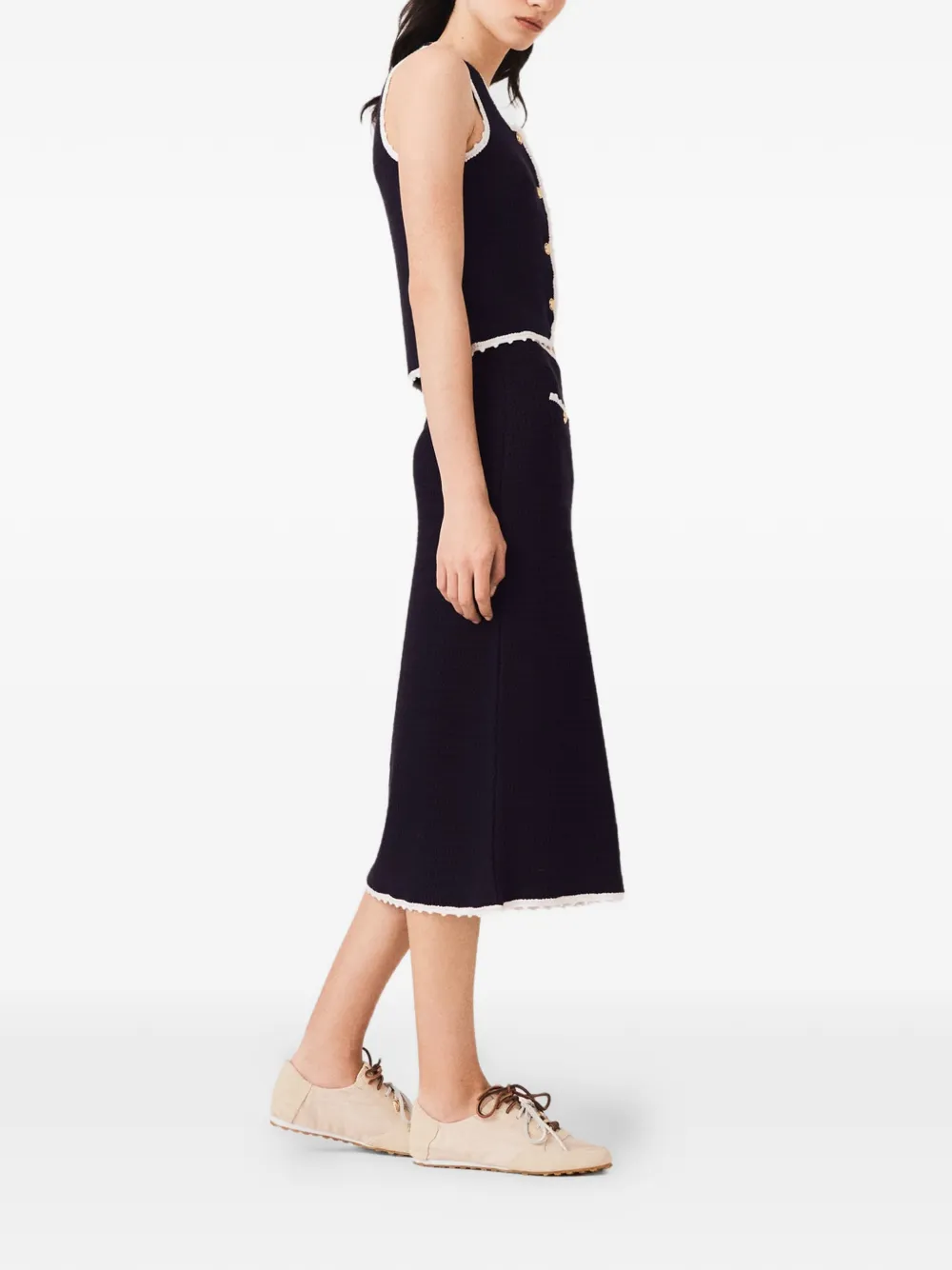 Maje Gehaakte midi-rok Blauw