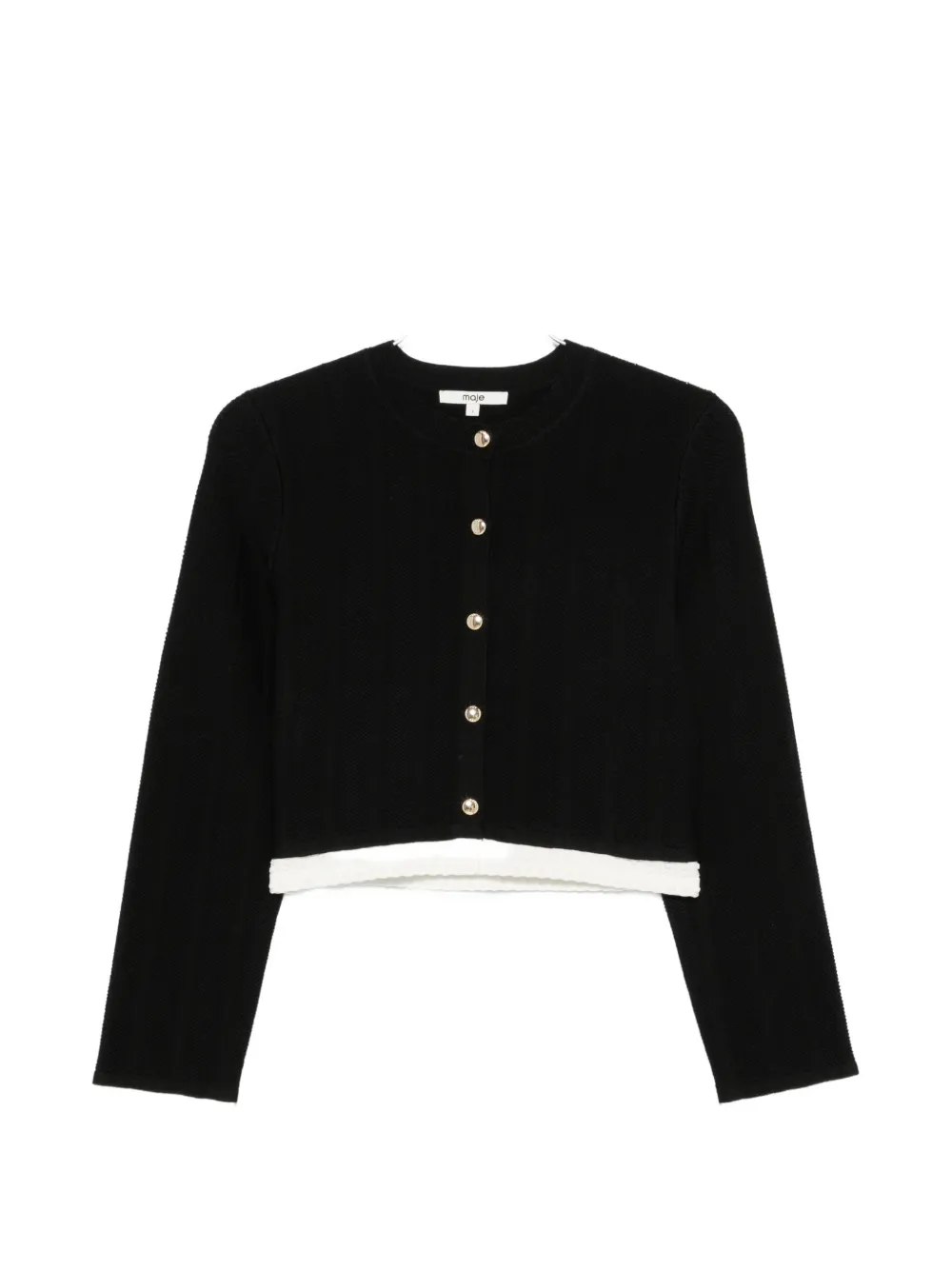 Maje contrast-trim button-up cardigan - Black