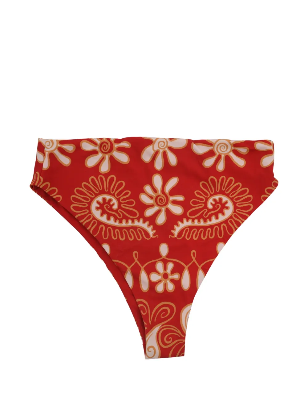 Cala de la Cruz paisley-print high-waisted bikini bottoms - Rosso