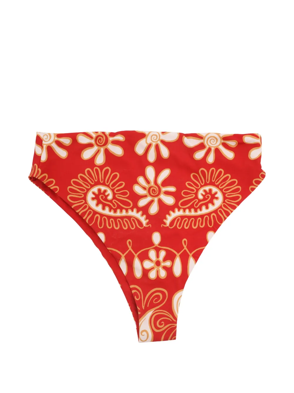Cala de la Cruz paisley-print high-waisted bikini bottoms - Rosso