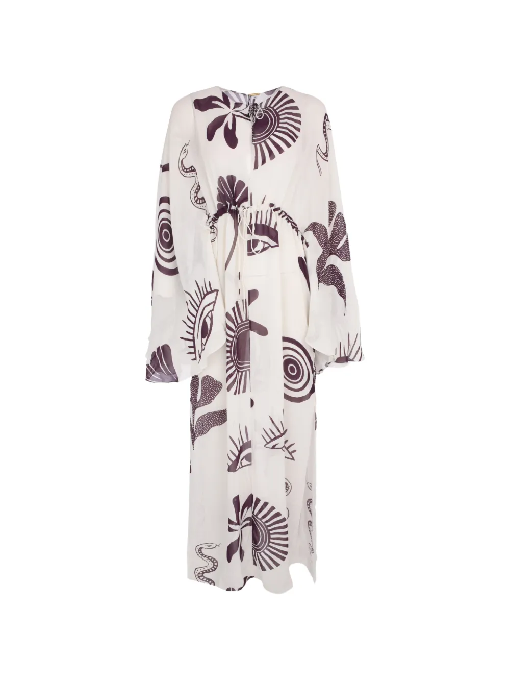 Cala de la Cruz graphic-print flared-sleeve kaftan - Bianco