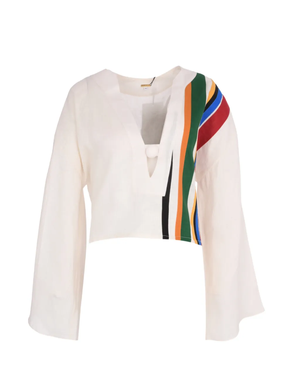 Cala de la Cruz striped kimono-sleeve top - Toni neutri