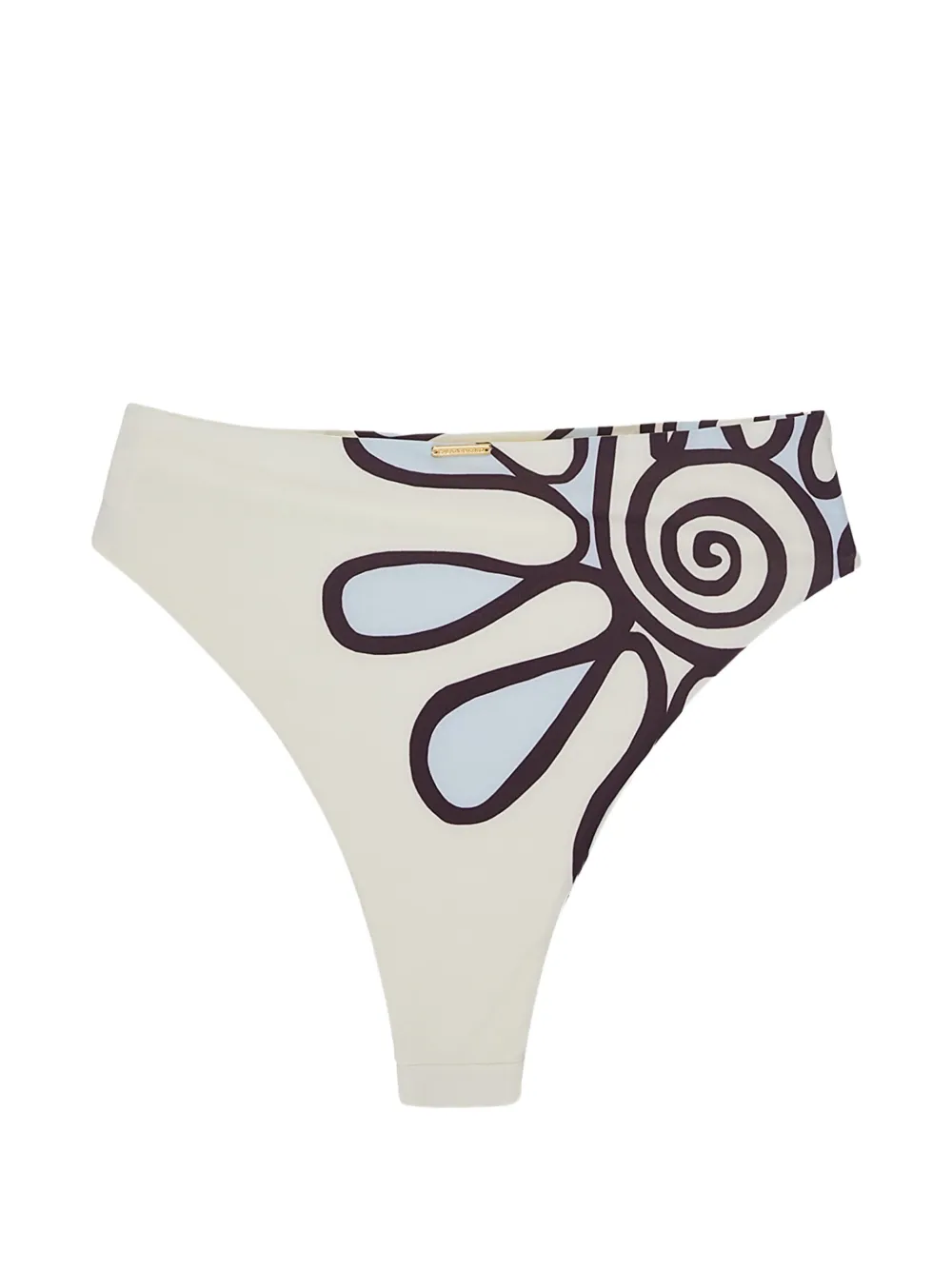Cala de la Cruz Lulu high waist bikinislip met bloemenprint Beige