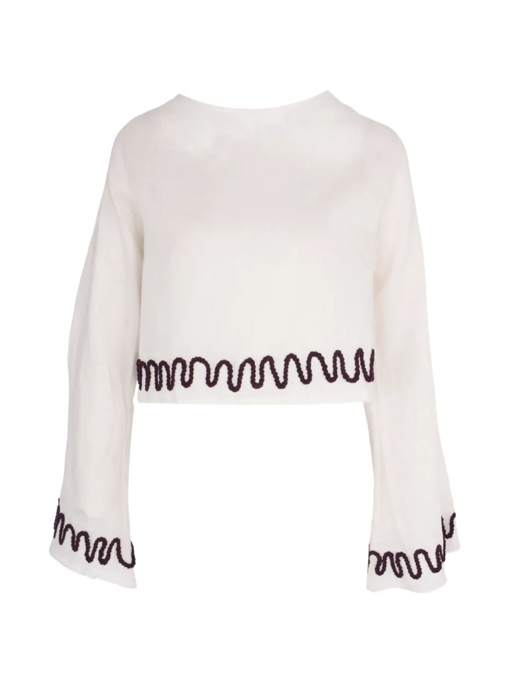 Cala de la Cruz Clavel embroidered cropped top - Bianco