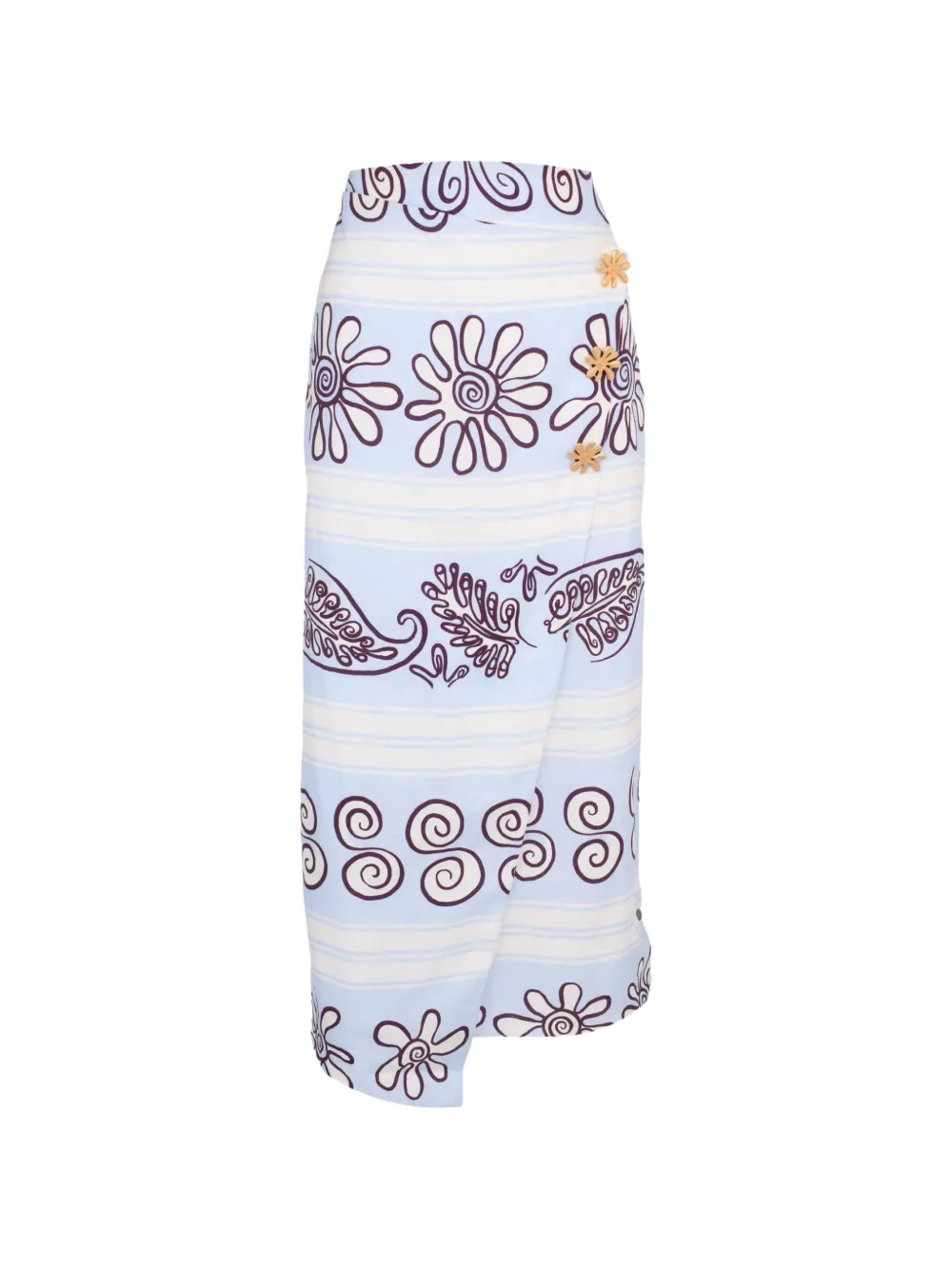 Cala de la Cruz floral-print wrap skirt - Blu