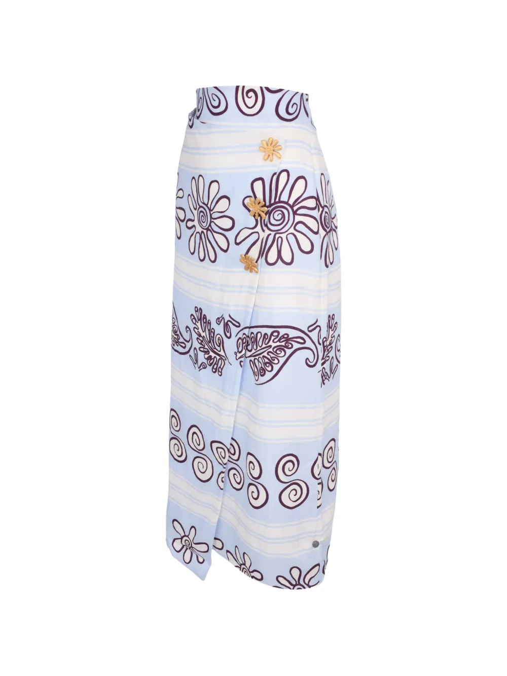 Cala de la Cruz Wikkelrok met bloemenprint Blauw