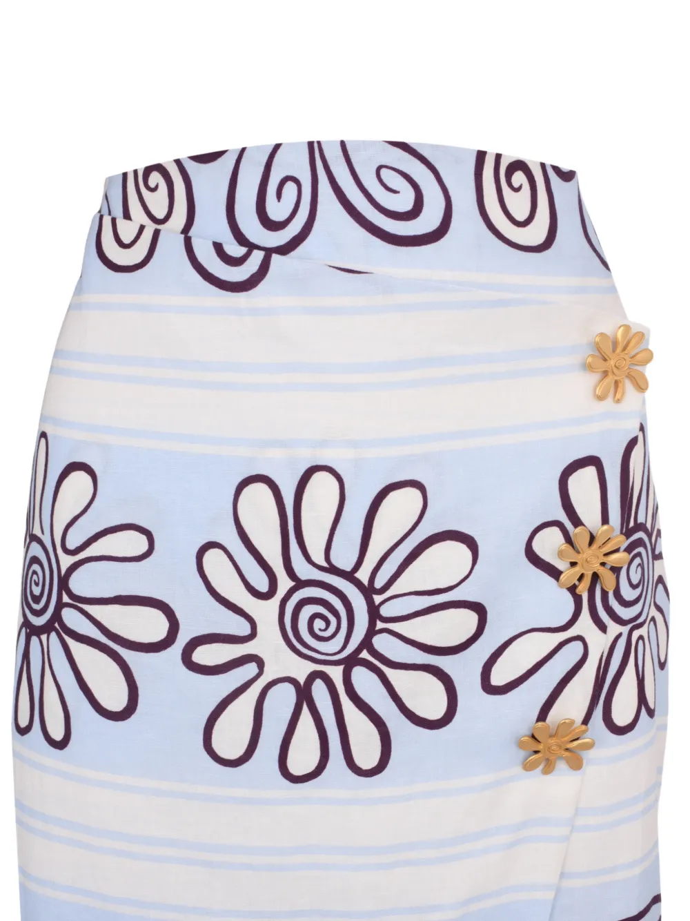 Cala de la Cruz Wikkelrok met bloemenprint Blauw