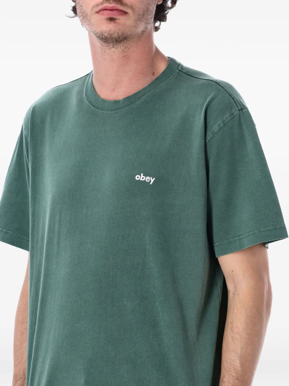 Obey T-shirt met logoprint Groen