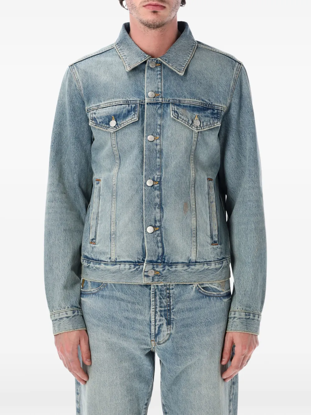 Emporio Armani faded-effect denim jacket - Blu