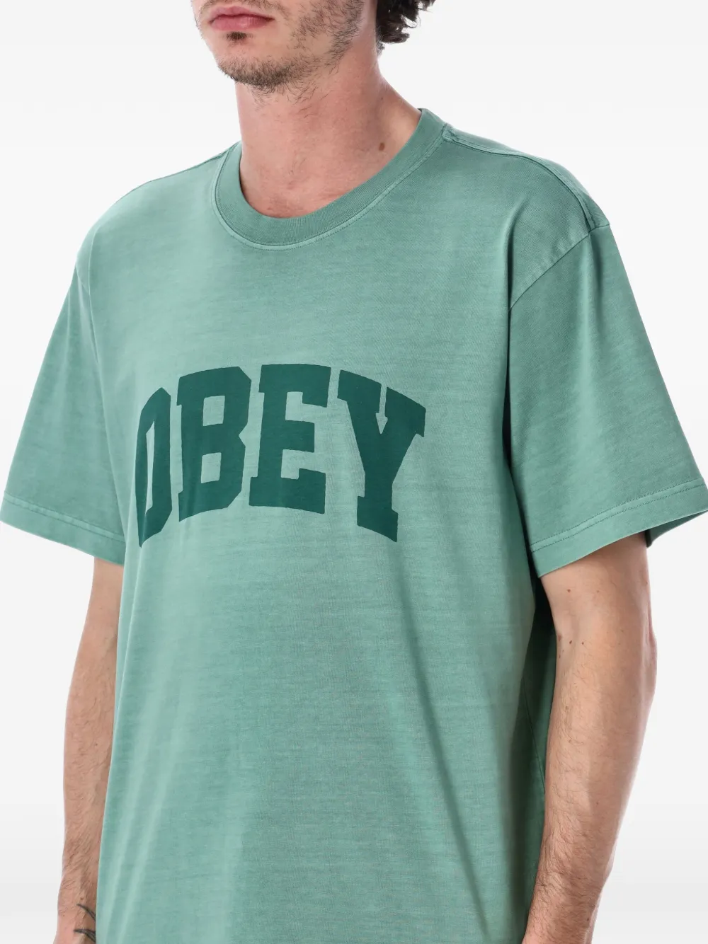 Obey T-shirt met logo Groen