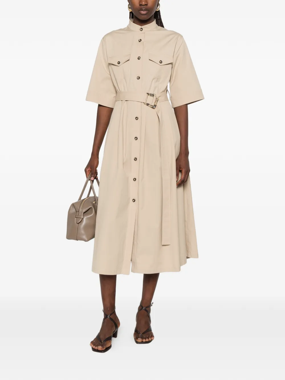 Fedeli Rossi midi-jurk met ceintuur Beige