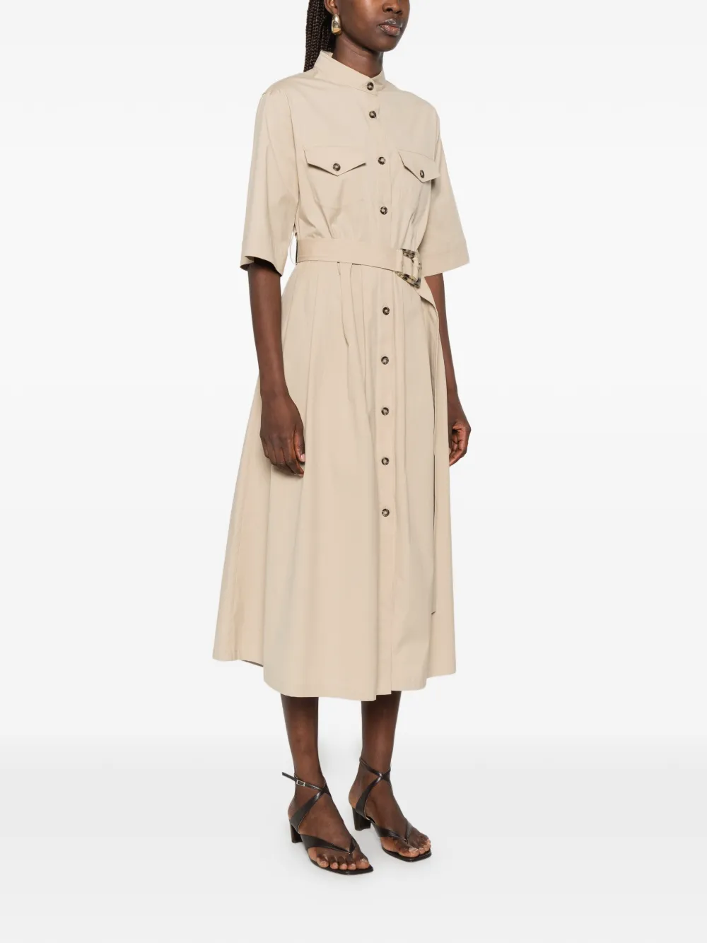 Fedeli Rossi midi-jurk met ceintuur Beige
