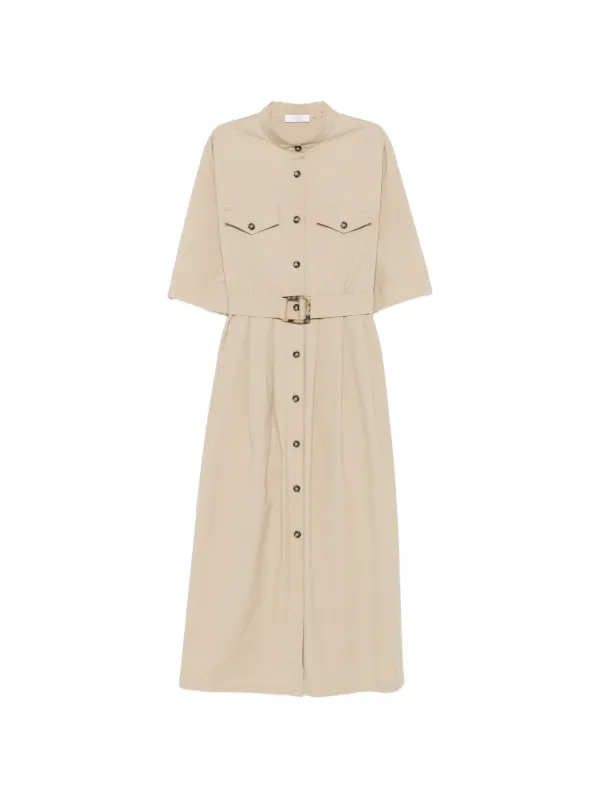 Fedeli Rossi Belted Midi Dress in Neutrals